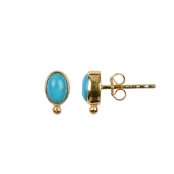 244009220116 Earstud Turquoise Oval (6 x 4mm), 0,9cm, gold plated | Marco Schreier