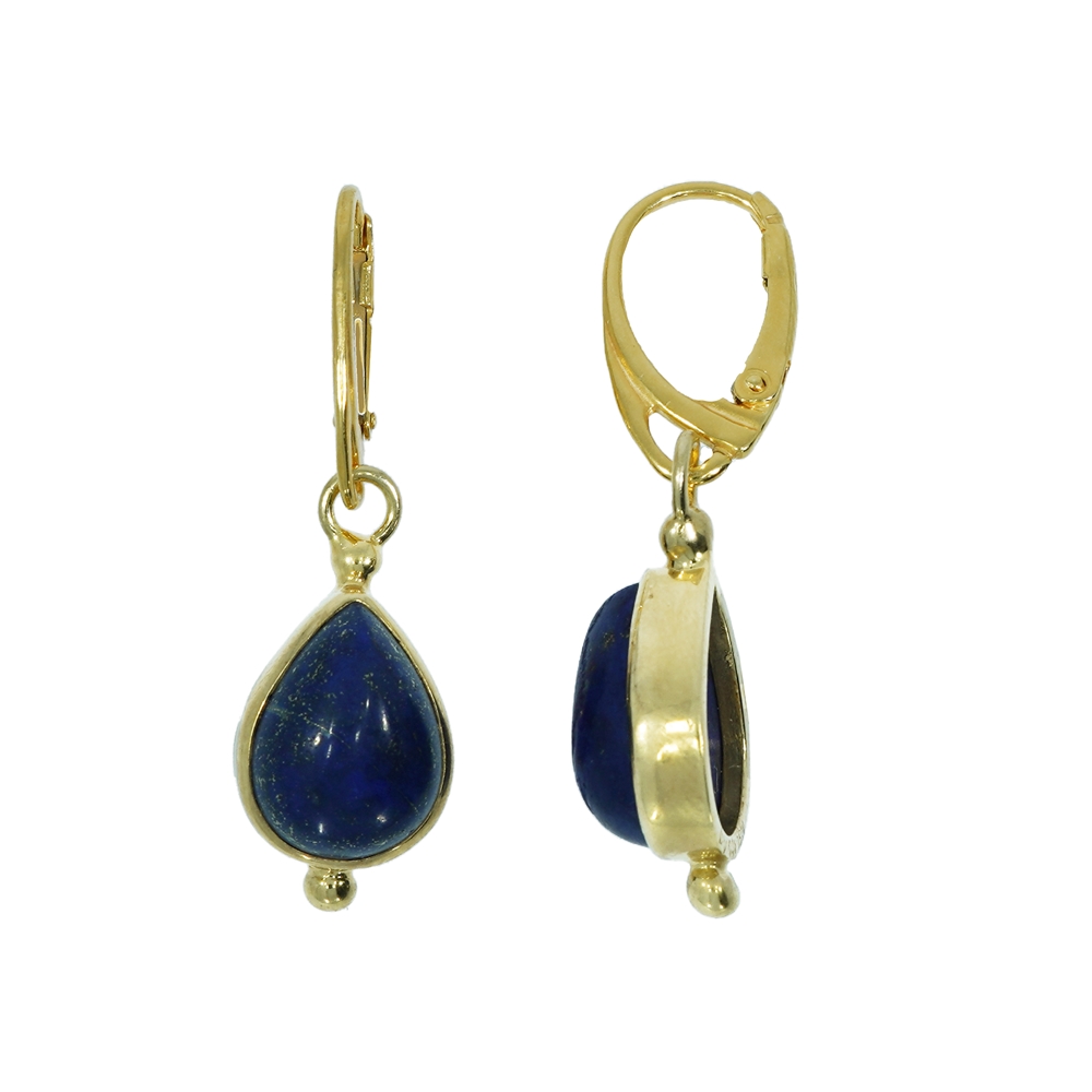 Earrings Lapis Lazuli drop (14 x 11mm), 4,0cm, gold plated