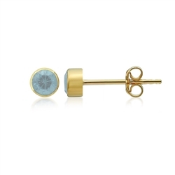 244009220374 Earstud Topaz blue round (4mm), faceted, 0,5cm, gold plated | Marco Schreier