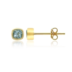 244009220375 Earstud Topaz blue square (4 x 4mm), faceted, 0,5cm, gold plated | Marco Schreier