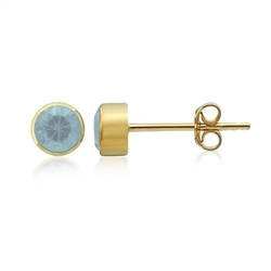 244009220404 Earstud Topaz blue round (6mm), faceted, 0,7cm, gold plated | Marco Schreier