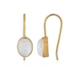 244009230031 Earrings Labrodorite (white), oval (10 x 8mm), 2.8cm, gold-plated | Marco Schreier