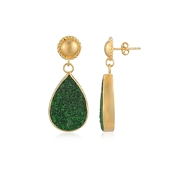 244009240008 Earstud Uvarovite drops (25 x 15mm), 3.8cm, gold-plated  | Marco Schreier