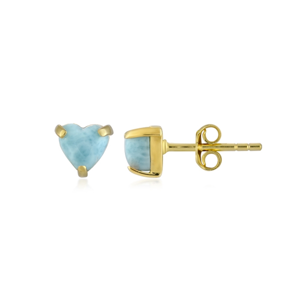 Earstuds Larimar, heart (6mm), 0.7cm, gold-plated | Marco Schreier