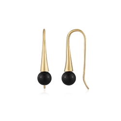 244009240015 Earrings Onyx, ball (6mm), 2.4cm, gold-plated | wholesaler gems & healing stones