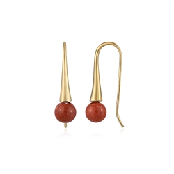 244009240016 Earrings Jasper (red), ball (6mm), 2.4cm, gold-plated | Marco Schreier