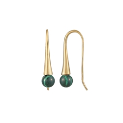 244009240017 Earrings Malachite (stab.), ball (6mm), 2.4cm, gold-plated | Marco Schreier