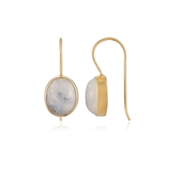 244009240021 Earrings Labrodorite (white), oval (12 x 10mm), 2.5cm, gold-plated  | Marco Schreier
