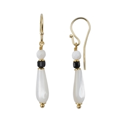 244009240058 Earrings Mother of Pearl drop (15mm), Tourmaline (black), 4.0cm, gold-plated | Marco Schreier