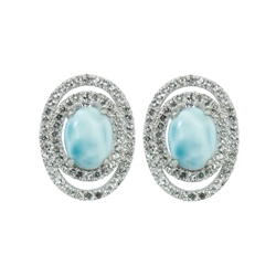 244018140001 Series 8 Earstuds Larimar, Topaz, 1,7cm, rhodium plated | Marco Schreier