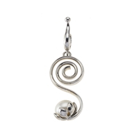 Earrings spiral with pearl, 3,0cm, rhodium plated