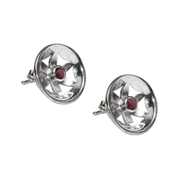 244018170029 Earstuds garnet (3mm), flower, 1.4cm, rhodiniert | Marco Schreier