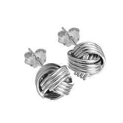 244018180050 Earstud "Knot", 7mm, rhodium plated | wholesaler gems, healing stones & jewelry