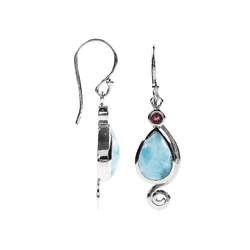 244018200151 Earrings Larimar drop faceted, 4,0cm, rhodium plated | Marco Schreier