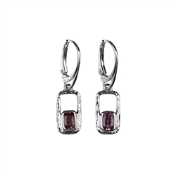 244018200169 Earrings tourmaline pink rectangle, 3.5cm, rhodium plated | Marco Schreier