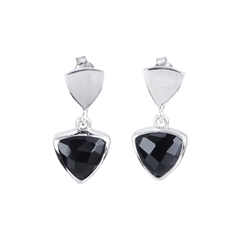 244018210031 Earstud Onyx (set) "Trillion" faceted, 2,0cm, rhodium plated | Marco Schreier