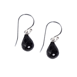 244018210043 Earrings Tourmaline (black) drop faceted, 2,7cm, rhodium plated | Marco Schreier