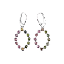 244018210052 Earrings Tourmaline multicolored, oval, 4,4cm, rhodium plated | Marco Schreier