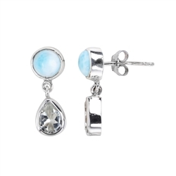 244018210054 Earstud Larimar, topaz drops, 2,0cm, rhodium plated | Marco Schreier