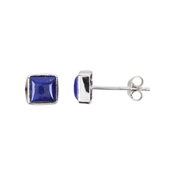 244018210069 Earstud lapis lazuli square, 0.75cm, rhodium plated | Marco Schreier