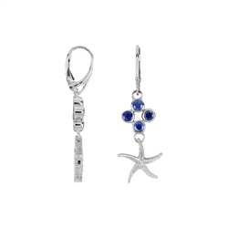 244018210162 Earrings starfish, faceted disthene, 5,0cm, rhodium plated | Marco Schreier