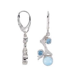 244018210195 Earrings coral branch Larimar, topaz, 4.2cm, rhodium plated | Marco Schreier