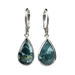 244018210322 Earrings ocelot jasper drop, 4,0cm, rhodium plated | Marco Schreier