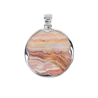 Earrings Lace Agate round, 3,0cm, rhodium plated