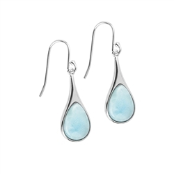 244018210412 Earrings Larimar drop (8 x 6mm), 3,1cm, rhodium plated | Marco Schreier