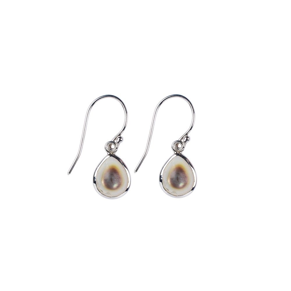 Earrings Mother of Pearl (light) drop, 2,0cm, rhodium plated