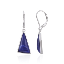 244018230149 Boucles d'oreilles avec crochets en Lapis-lazuli Trillion (18 x 12mm), 3,4cm, rhodié | Marco Schreier