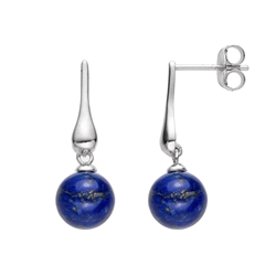 244018240001 Earstuds Lapis Lazuli ball, 2.4 cm, rhodiniert | gems, healing stones & jewelry
