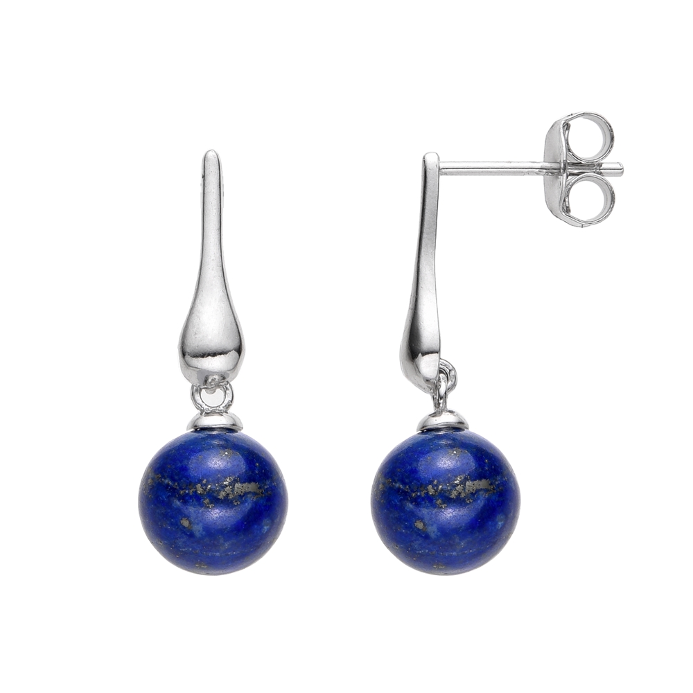 Earstuds Lapis Lazuli ball, 2.4 cm, rhodiniert | gems, healing stones & jewelry