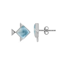 244018240015 Clous d'oreilles Larimar, Poissons avec carré (7mm), 1,5cm, rhodié | Marco Schreier