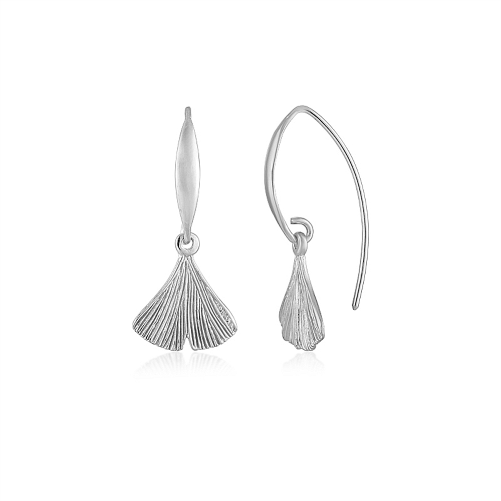 Boucles d'oreilles avec crochets, feuille de ginkgo, 2,8cm, rhodié | Marco Schreier