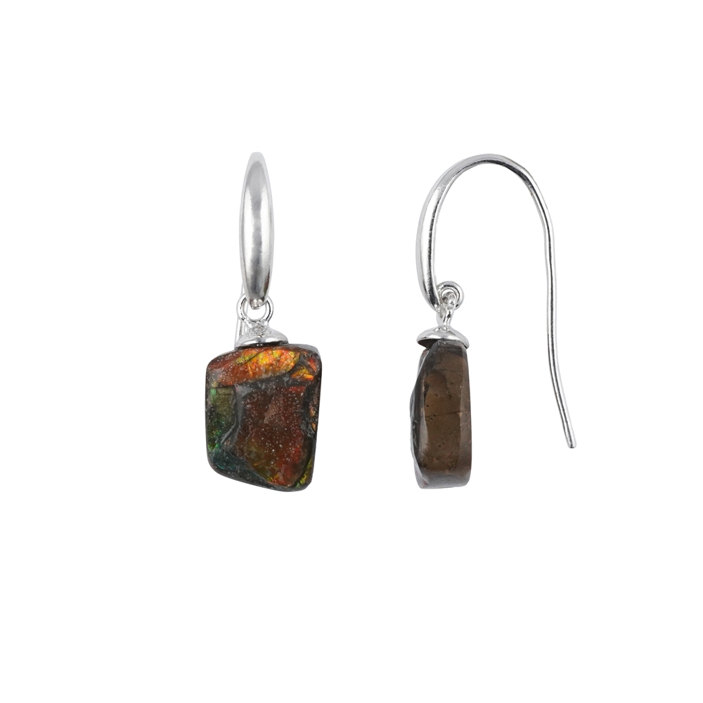 Earrings Ammolite Freeform (7-11 x 11-18mm), 3.0cm, rhodiniert | Marco Schreier