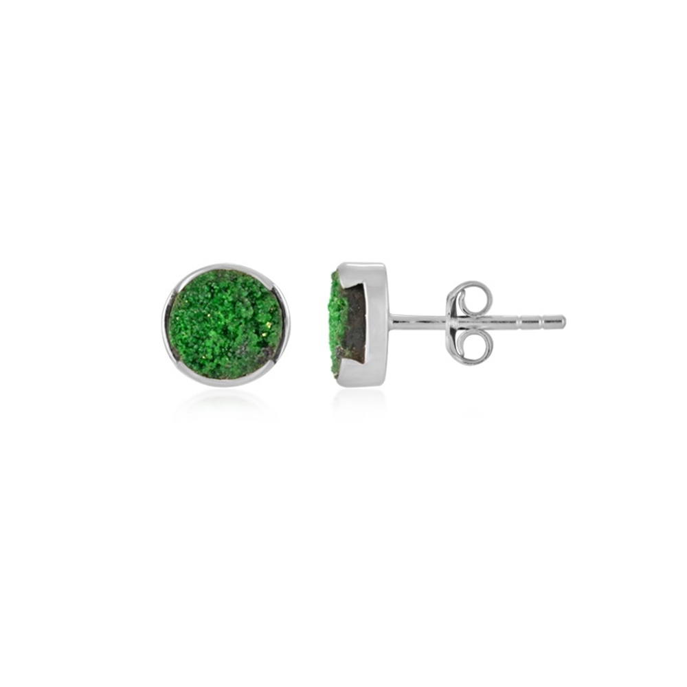 Earstuds Uvarovite, round (8mm), 0.9cm, rhodiniert | Marco Schreier