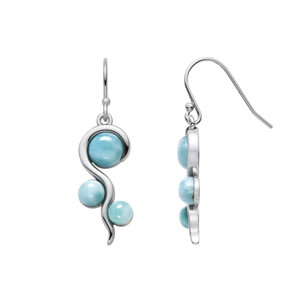 Earrings Larimar, round (4.4 - 6.5mm), 3.6cm, rhodiniert | Marco Schreier