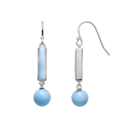 244018250117 Larimar earrings, rectangle (14.5 x 3mm), 4.2cm, rhodiniert | Marco Schreier