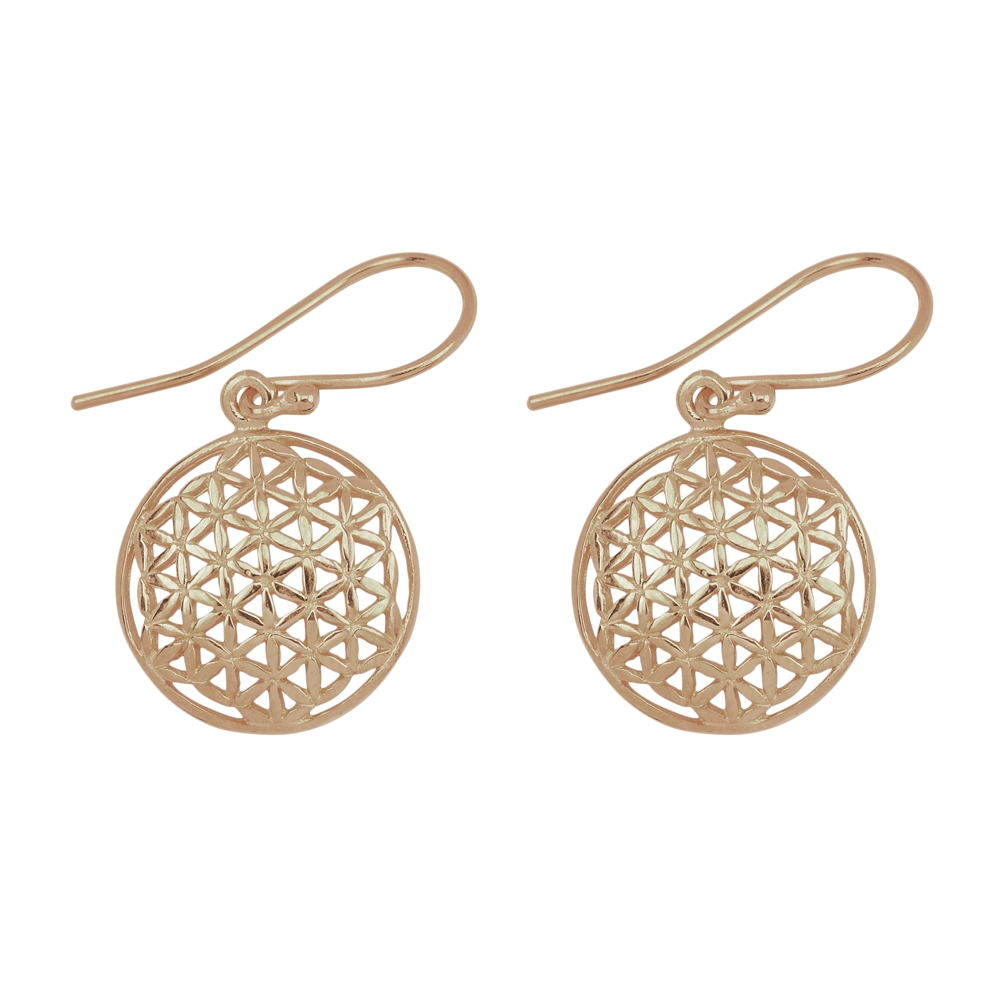 Earrings Flower of Life, silver rose gold plated