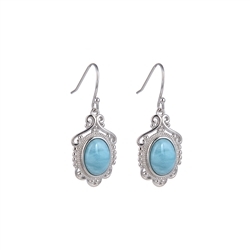 244023210401 Earrings Larimar oval (11 x 9mm), 3,5cm, platinum plated | Marco Schreier