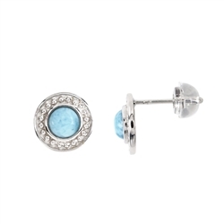 244023210459 Earstud Larimar round (5mm), 1,0cm, platinum plated | Marco Schreier