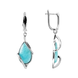 244023210494 Earrings Larimar drop (16 x 10mm), 3,6cm, platinum plated | Marco Schreier