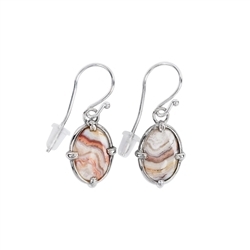 244023220003 Earrings Lace Agate (red) oval, 3,6cm, platinum plated | Marco Schreier