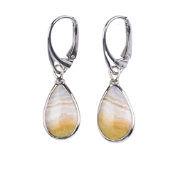 244023220004 Earrings Lace Agate (light) drop, 4,3cm, platinum plated | Marco Schreier