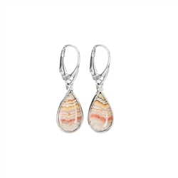 244023220005 Earrings Lace Agate (red) drop, 4,3cm, platinum plated | Marco Schreier