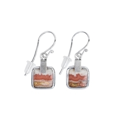 244023220006 Boucles d'oreilles avec crochets Agate (rouge) carrés, 3,6cm, platiné | Marco Schreier