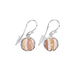 244023220008 Earrings Lace Agate (red) round, 3.2cm, platinum plated | Marco Schreier