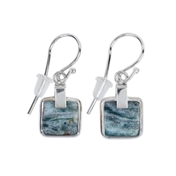 244023220010 Boucles d'oreilles avec crochets en jaspe ocelot Carrés, 3,6cm, platiné | Marco Schreier