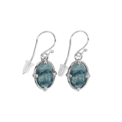 244023220013 Boucles d'oreilles avec crochets en jaspe ocelot ovale, 3,6cm, platiné | Marco Schreier